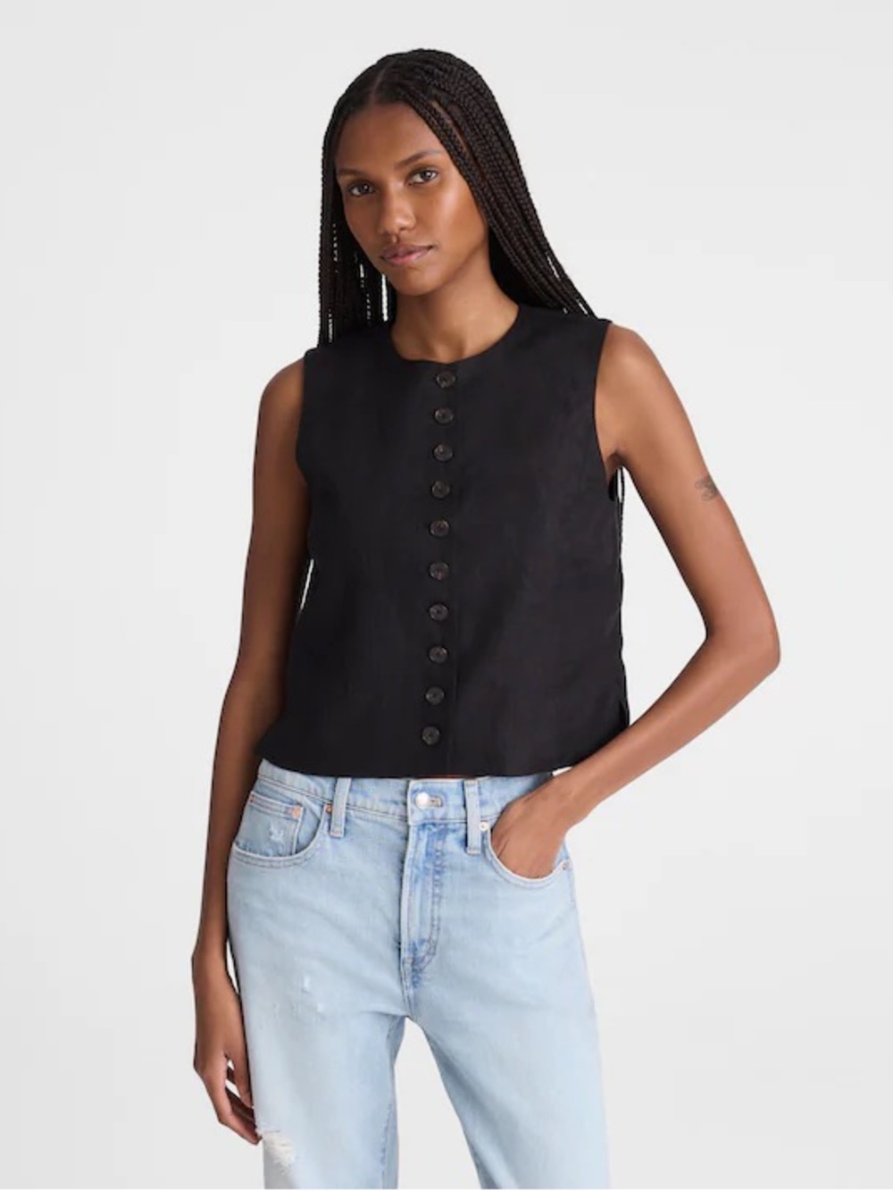 NWT Madewell Button-Front Shell Top in 100% Linen